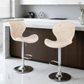 Artiss 2x Bar Stools Swivel Gas Lift Counter Beige Rattan