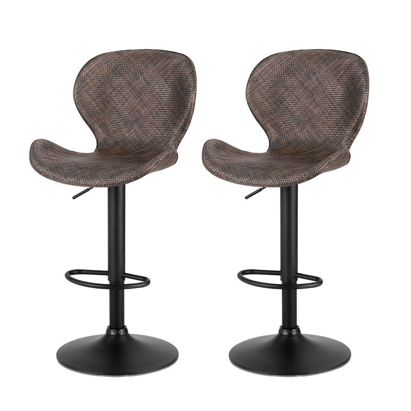 Artiss 2x Bar Stools Swivel Gas Lift Counter Chair Brown Rattan