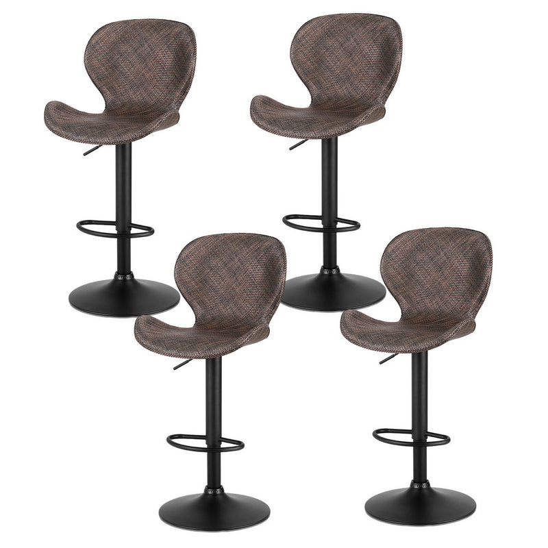 Artiss 4x Bar Stools Swivel Gas Lift Rattan Brown Kitchen Counter