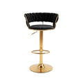 Artiss Bar Stool X1 Gas Lift Adjustable Velvet Woven Backrest Vivien Black