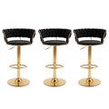 Artiss 3x Bar Stools Gas Lift Adjustable Velvet Woven Backrest Vivien Black