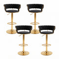 Artiss 4x Bar Stools Gas Lift Adjustable Velvet Woven Backrest Vivien Black
