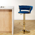 Artiss Bar Stools Gas Lift Velvet Backrest Navy