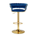 Artiss Bar Stools Gas Lift Velvet Backrest Navy
