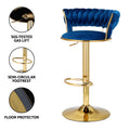 Artiss Bar Stools Gas Lift Velvet Backrest Navy