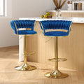 Artiss 2x Bar Stools Gas Lift Velvet Navy Backrest