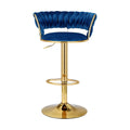 Artiss 2x Bar Stools Gas Lift Velvet Navy Backrest