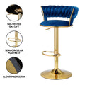 Artiss 2x Bar Stools Gas Lift Velvet Navy Backrest