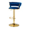 Artiss 2x Bar Stools Gas Lift Velvet Navy Backrest