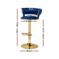 Artiss Bar Stools X3 Kitchen Counter Chair Gas Lift Velvet Woven Backrest Navy