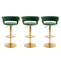 Artiss 3x Bar Stools Gas Lift Adjustable Velvet Woven Backrest Vivien Green