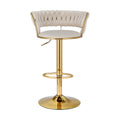 Artiss Bar Stool Gas Lift Velvet Woven Backrest Ivory