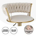Artiss Bar Stool Gas Lift Velvet Woven Backrest Ivory