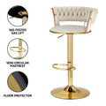 Artiss Bar Stool Gas Lift Velvet Woven Backrest Ivory