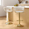 Artiss Bar Stool Pair Gas Lift Velvet Woven Backrest Ivory
