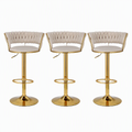 Artiss Bar Stools X3 Kitchen Counter Chair Gas Lift Velvet Woven Backrest Ivory