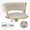 Artiss Bar Stools X3 Kitchen Counter Chair Gas Lift Velvet Woven Backrest Ivory