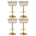 Artiss 4x Bar Stools Gas Lift Velvet Woven Backrest Ivory