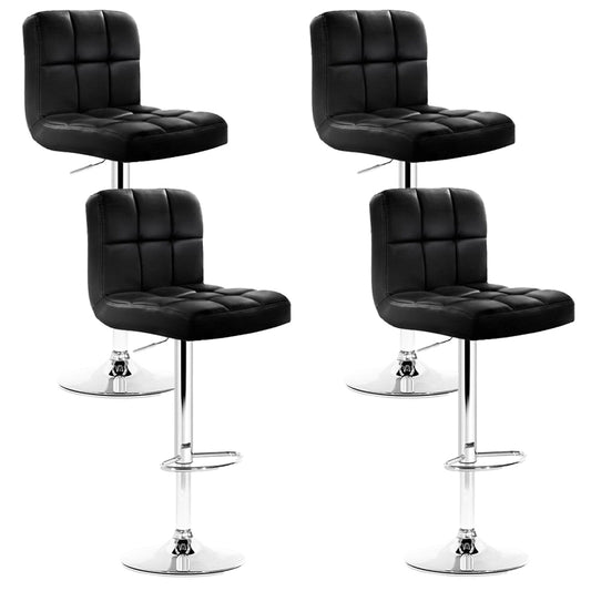 Artiss Bar Stools x4 Leather Gas Lift Black