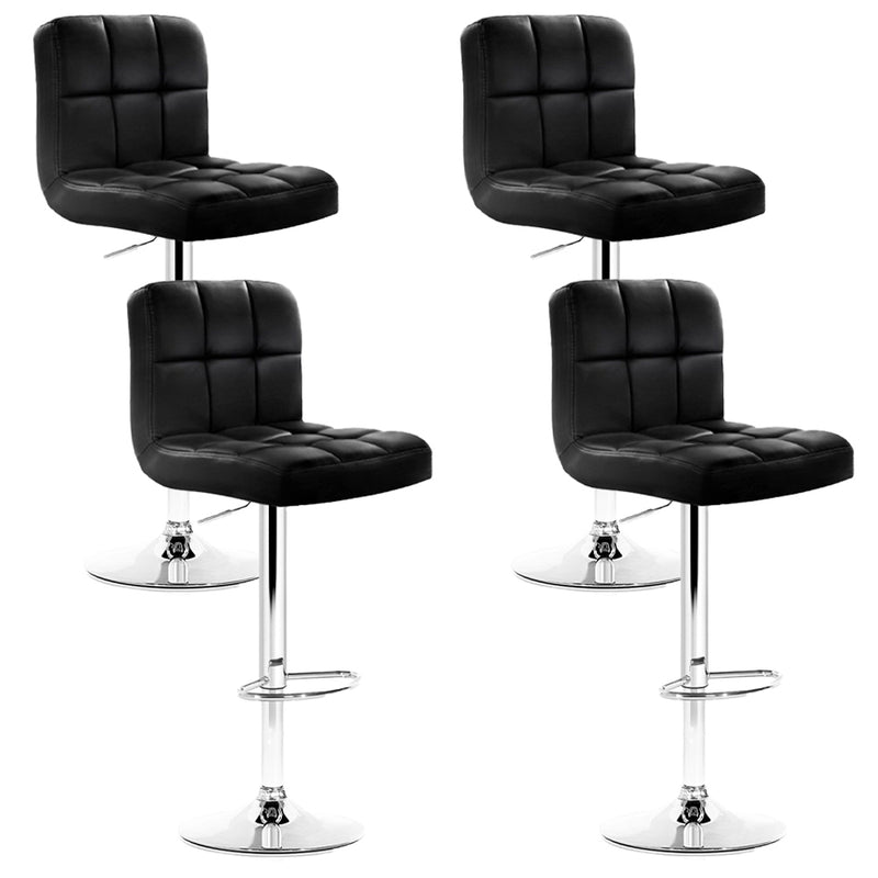Artiss Bar Stools x4 Leather Gas Lift Black