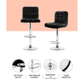 Artiss Bar Stools x4 Leather Gas Lift Black