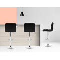Artiss Bar Stools x4 Leather Gas Lift Black