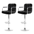 Artiss 2x Bar Stools Leather Gas Lift Armrest Black