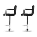Artiss 2x Bar Stools Leather Gas Lift Armrest Black