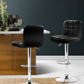 Artiss 2x Bar Stools Leather Gas Lift Armrest Black