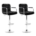 Artiss 2x Bar Stools Leather Gas Lift Armrest Black