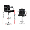 Artiss 4x Bar Stools Leather Black Gas Lift Armrest