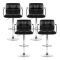 Artiss 4x Bar Stools Leather Black Gas Lift Armrest