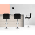Artiss 4x Bar Stools Leather Black Gas Lift Armrest