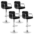 Artiss 4x Bar Stools Leather Black Gas Lift Armrest