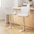 Artiss 2x Bar Stools Leather Gas Lift Armrest White