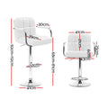 Artiss 2x Bar Stools Leather Gas Lift Armrest White