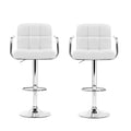 Artiss 2x Bar Stools Leather Gas Lift Armrest White