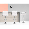 Artiss 2x Bar Stools Leather Gas Lift Armrest White