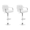 Artiss 2x Bar Stools Leather Gas Lift Armrest White