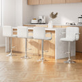 Artiss 4x Bar Stools Leather Gas Lift Armrest White