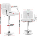 Artiss 4x Bar Stools Leather Gas Lift Armrest White