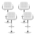 Artiss 4x Bar Stools Leather Gas Lift Armrest White
