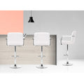 Artiss 4x Bar Stools Leather Gas Lift Armrest White
