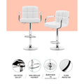 Artiss 4x Bar Stools Leather Gas Lift Armrest White