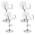 Artiss 4x Bar Stools Leather Gas Lift Armrest White