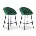 Artiss 2x Velvet Bar Stools Green Kitchen Counter Dining Chair Tub