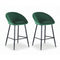 Artiss 2x Velvet Bar Stools Green Kitchen Counter Dining Chair Tub