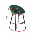 Artiss 2x Velvet Bar Stools Green Kitchen Counter Dining Chair Tub