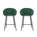 Artiss 2x Velvet Bar Stools Green Kitchen Counter Dining Chair Tub