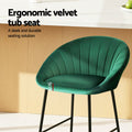 Artiss 2x Velvet Bar Stools Green Kitchen Counter Dining Chair Tub